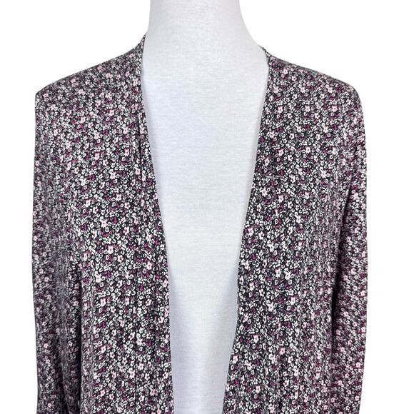 Lane Bryant Essentials 18/20 Pink Floral Draped Open Front Chiffon Cardigan - Picture 4 of 10